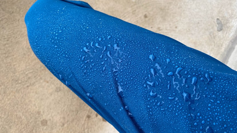 mountain hardwear chockstone pant - after 10 sprays, water still beads up on these pants without soaking...