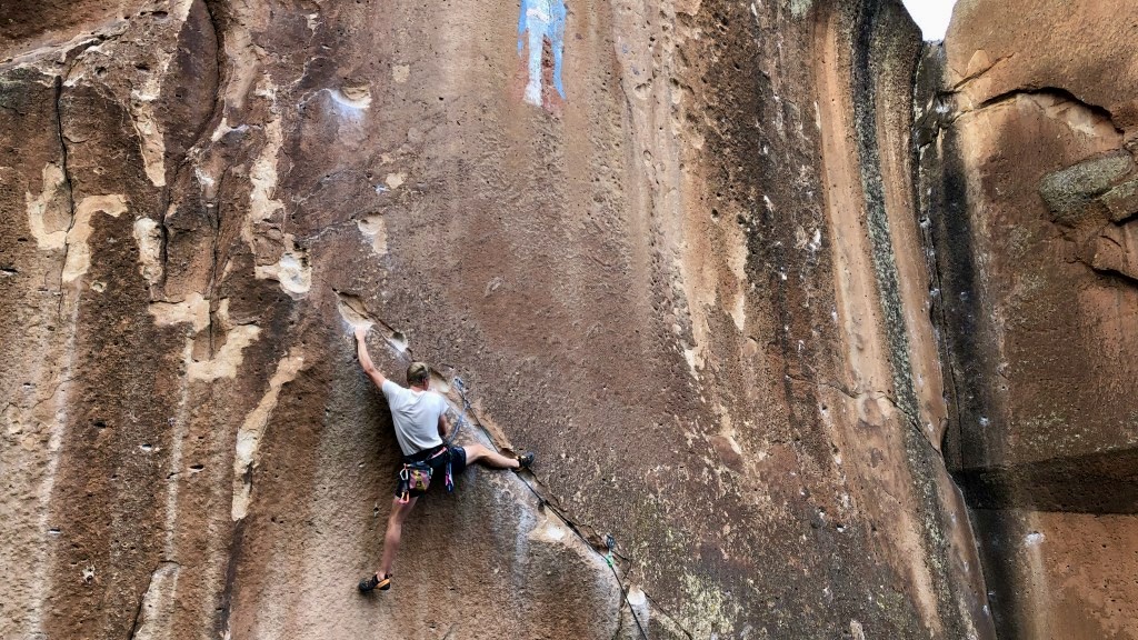 arc'teryx c-quence - clipping bolts in penitente canyon in the arc'teryx c-quence.