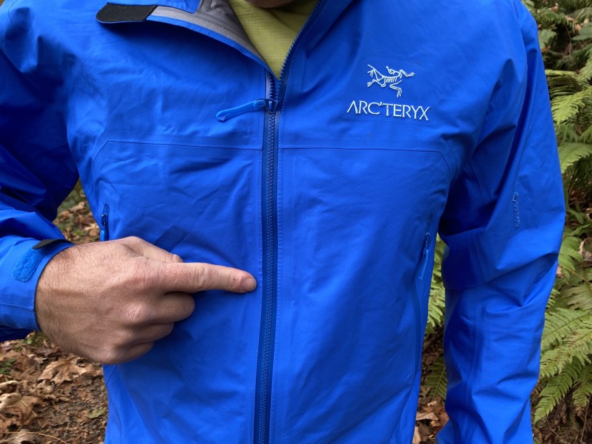 arc'teryx beta jacket - even with only a minimal storm flap on the inside (and none on the...