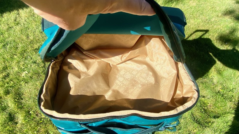 the secondary end compartment is large enough for a pair of boots...