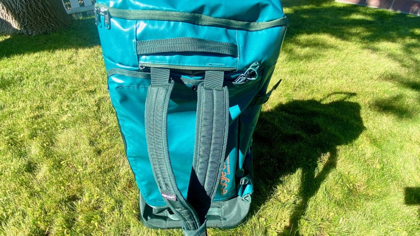 once released from their pocket hideaway, the backpack straps can be...