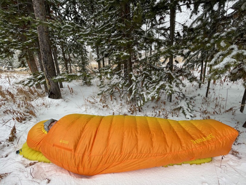 therm-a-rest oberon 0 - enjoying the oberon's comfort in a snowy environment