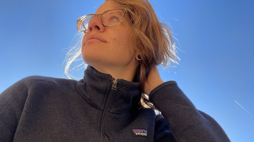 patagonia better sweater 1/4 zip for women - the extended collar of the better sweater is comfortable to wear...