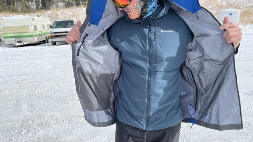 outdoor research hemispheres ii - one internal chest pocket and one mesh stash pocket are plenty for...