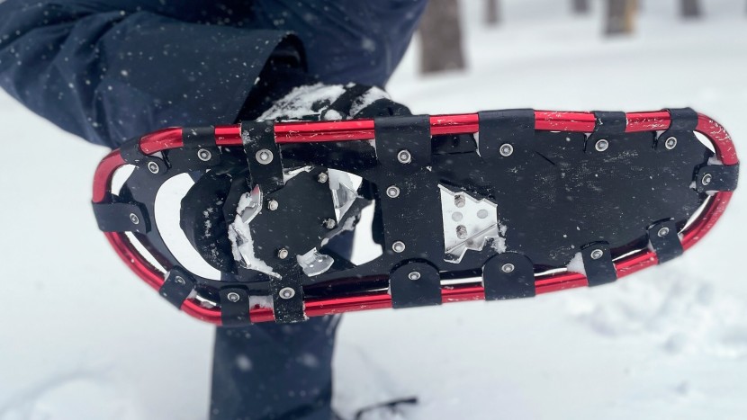 chinook trekker - for traction there are aluminum teeth under the toe and heel.