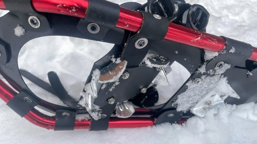 snowshoes - attaching the binding to the deck with a rubber strap isn't...