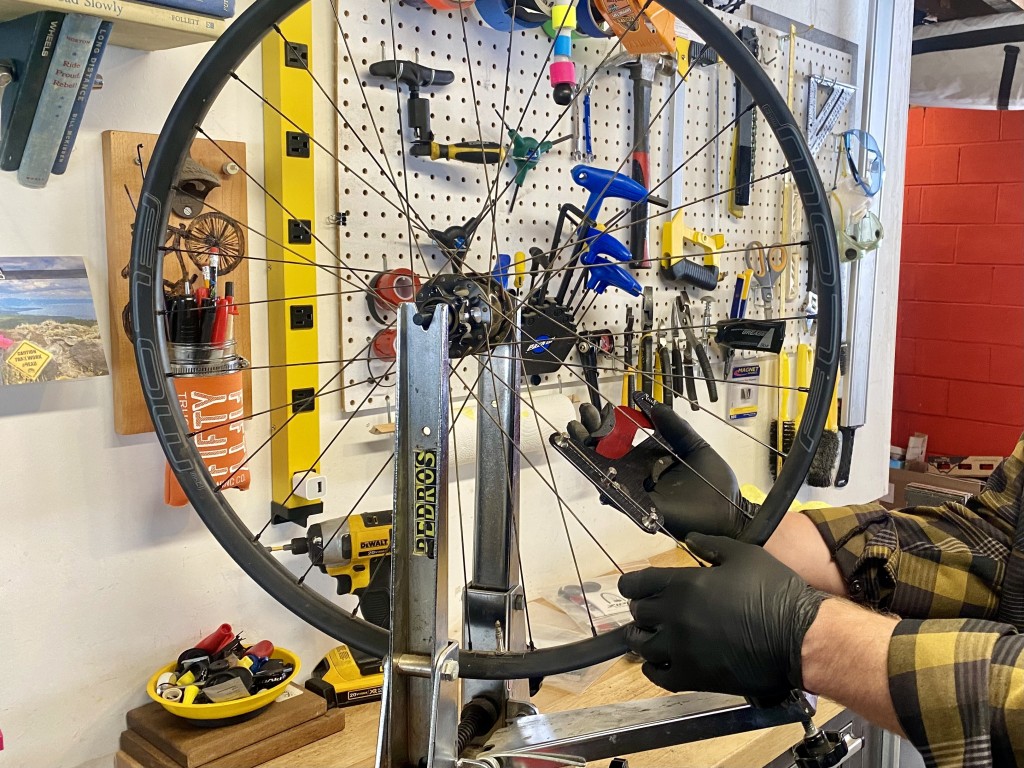 mountain bike wheels - comparing spoke tension values to those we recorded prior to riding...