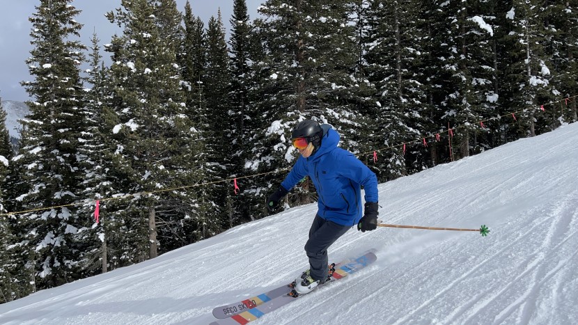 patagonia stormstride pants - shredding groomers in the patagonia stormstride.