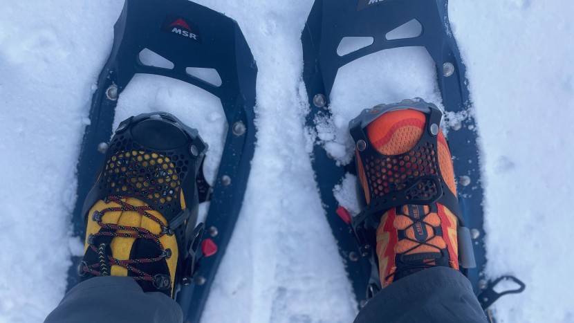 snowshoes - we test binding comfort with a variety of footwear.