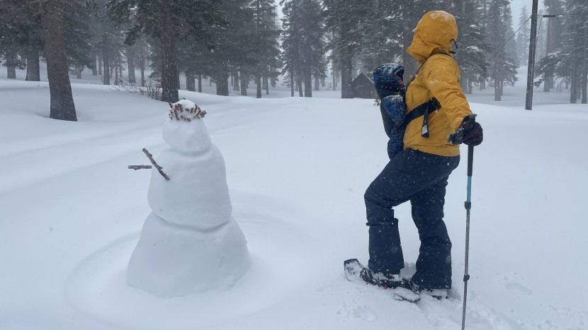 snowshoes gave us access to baby's first snowman.