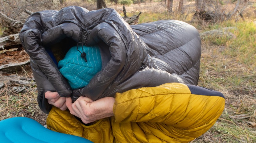 outdoor vitals stormloft down topquilt - a snap keeps the the outdoor vitals stormloft draft collar around...