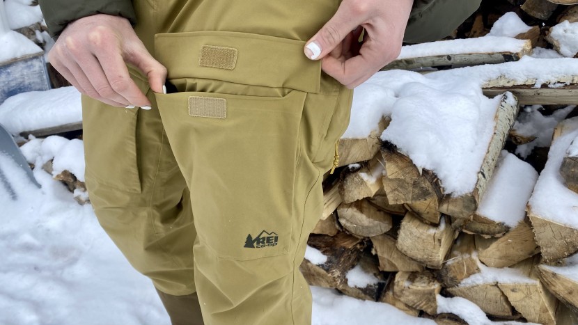 rei co-op first chair gtx bib snow pants for women - we just wished this pocket had a zipper so we could store valuables...