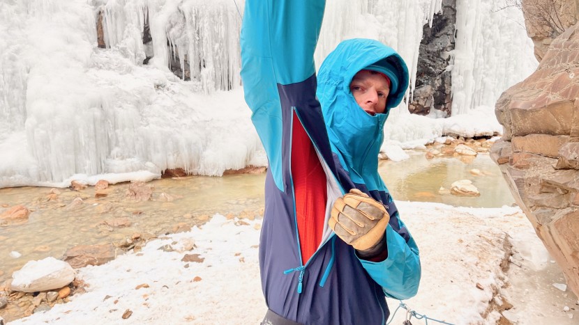 hardshell jacket - long armpit vents allow plenty of ventilation for cooler air to...