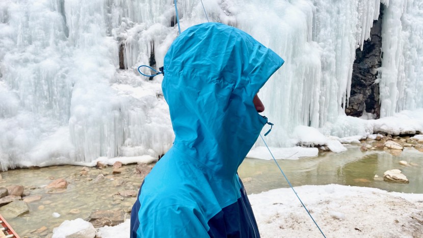 norrona falketind gore-tex - the hood fits easily over a helmeted head, adn cinches tight with a...