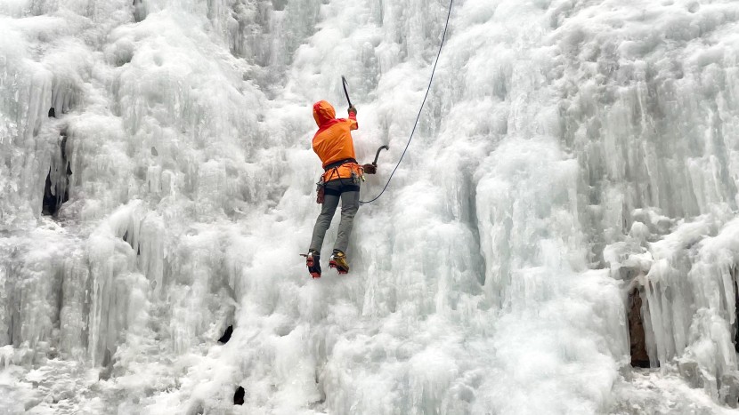 hardshell jacket - climbing ice in the trollveggen gore-tex pro light.