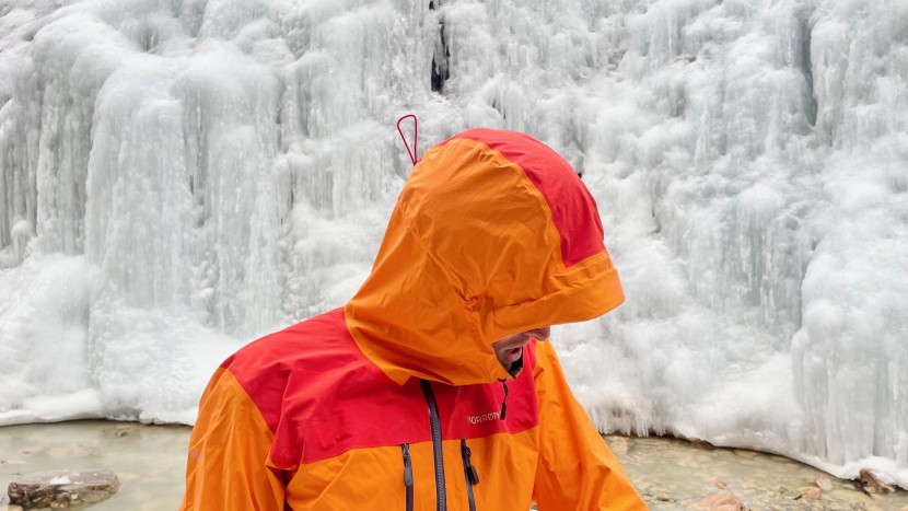 norrona trollveggen gore-tex pro light - a stiff brim on the hood directs water to the sides of the user's...