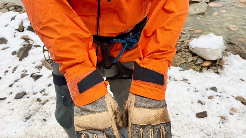 hardshell jacket - burly hook-and-loop straps secure the nordwand's wrist cuffs over...