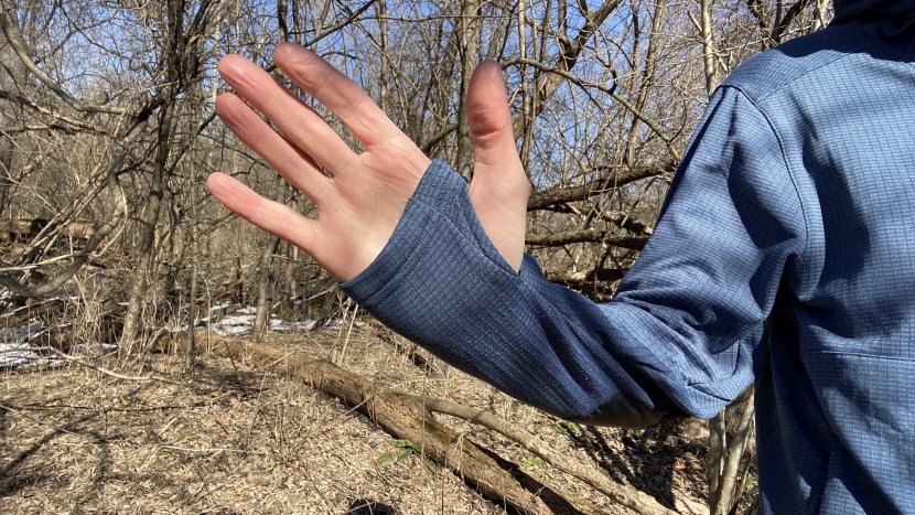 fleece jacket - thumbholes help keep your sleeves in place and your hands toasty.