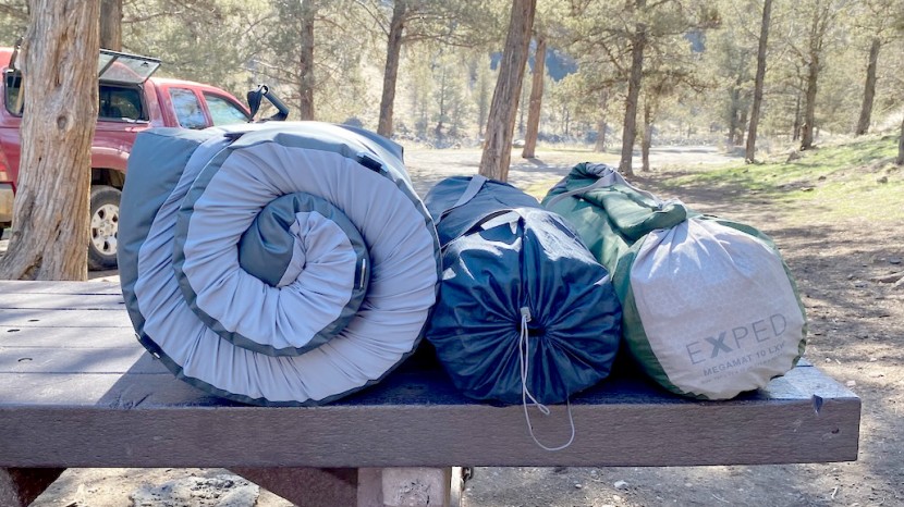 camping mattress - compared packed size of three top camping mattresses.