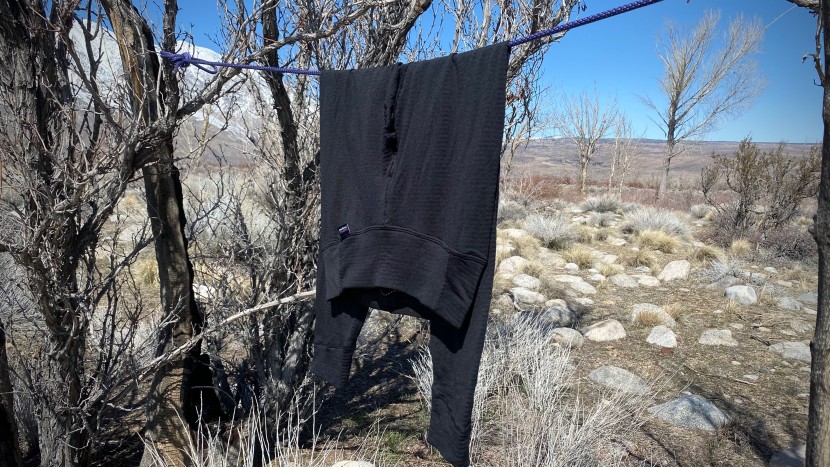 patagonia capilene thermal weight bottoms for women - these bottoms only required 44 minutes to dry on our climbing rope...