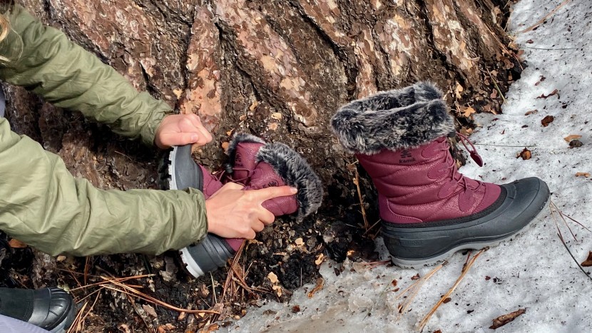 kamik momentum 3 - we scrape the boots up against bark, ice, and pavement to test for...