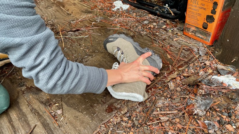 oboz bridger 9'' insulated waterproof for women - we scratch the boots against the a variety of rough surfaces to get...