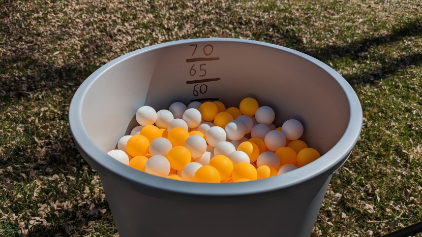 we filled our measuring cylinder with every ping pong ball we could...