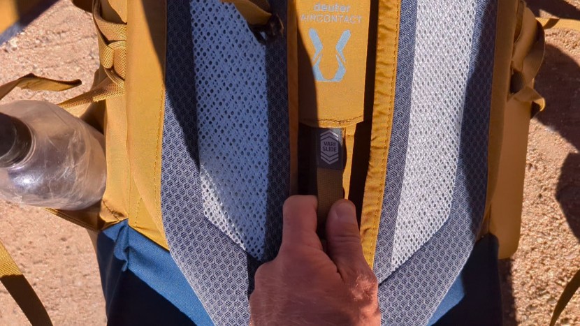 deuter aircontact core 65+10 - the foam back panel features a perforated foam for breathability.