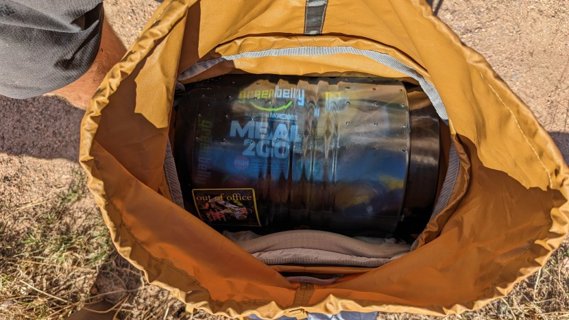 deuter aircontact core 65+10 - the aircont core is big enough to fit a full-sized bear canister...