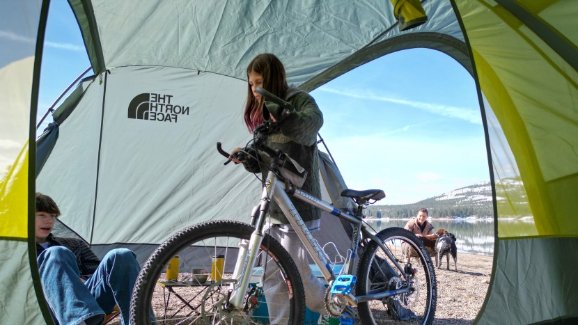 the north face wawona 6 - storing a bike or two in a vestibule? yup, you sure can.