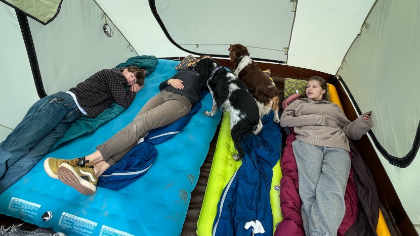 snow peak alpha breeze - the steep slant takes up a good amount of room from the back of the...