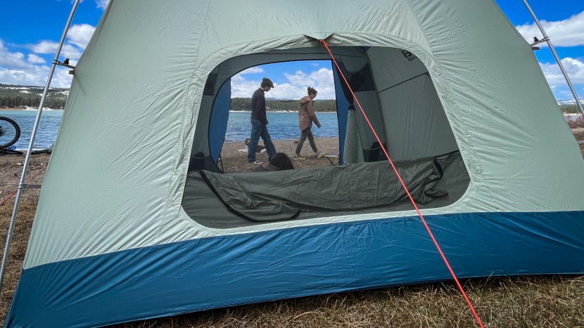 rei co-op skyward 4 - we recommend always using the guylines with this tent. it's broad...