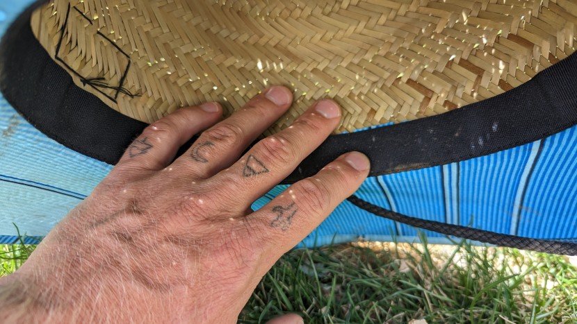 billabong tides print straw - the woven straw lets some light through between cross-hatched straw...