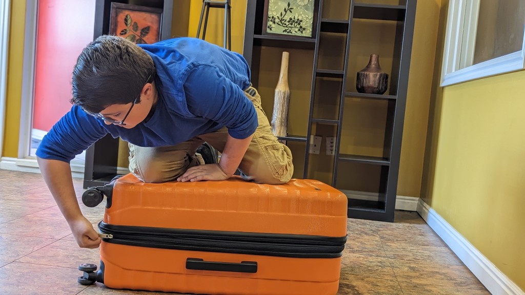 amazon basics 30" hardside spinner - slow and steady: rounding the last corner as we near zipping victory.