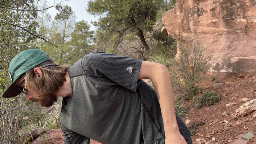 the textured design of the ultimate direction nimbus tee creates...