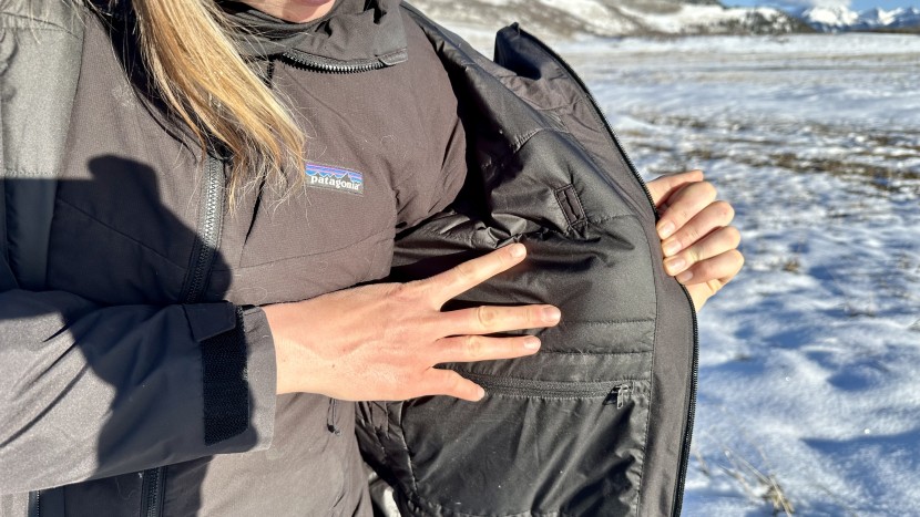 patagonia insulated powder town for women - the headphone port in the interior pocket is a classic...