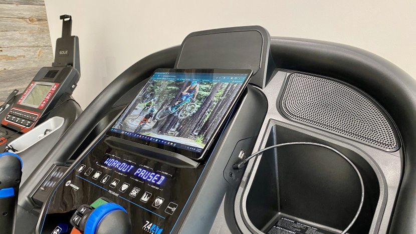 showing 2 locations for a tablet, high for running or low for walking.