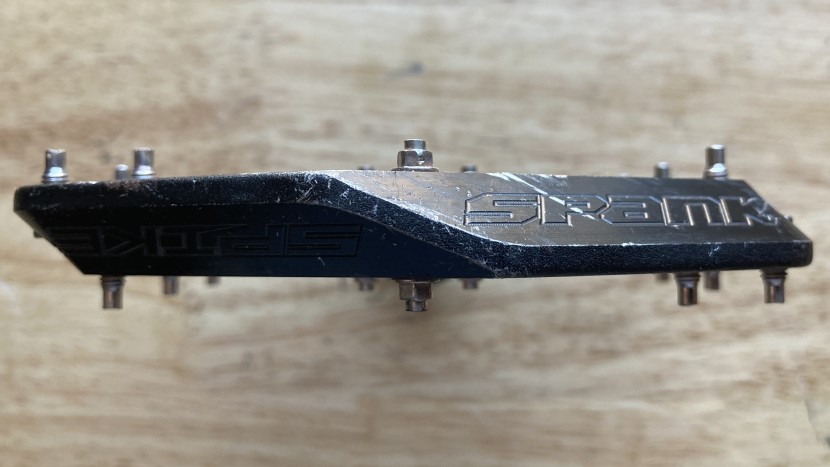 mountain bike flat pedals - this pedal has a more even thickness between the axle and leading...