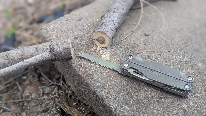 leatherman charge+ tti - the charge+ tti's very capable saw at work