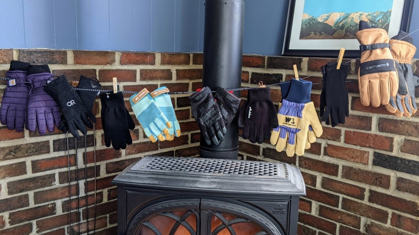 we timed how long the gloves took to dry after our waterproofing...