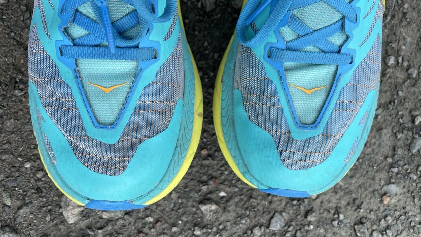 hoka tecton x 2 for women - the toe cap is a rubberized overlay that coats the toe area of the...