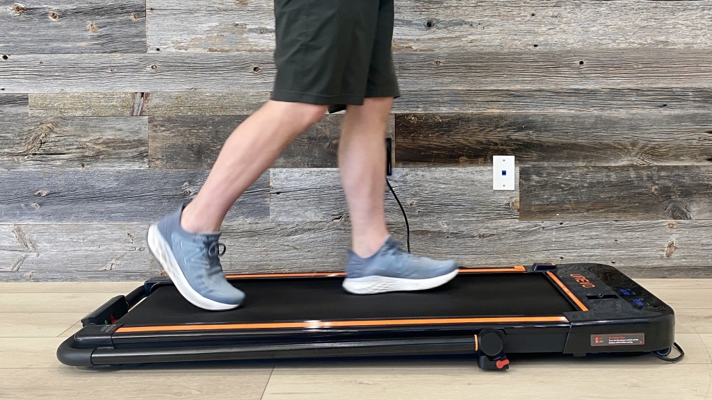 urevo 2 in 1 folding treadmill - the compact design is excellent for walking or light running.