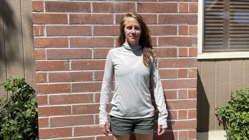 the echo has a slim fit and thin fabric, but very long sleeves and a...