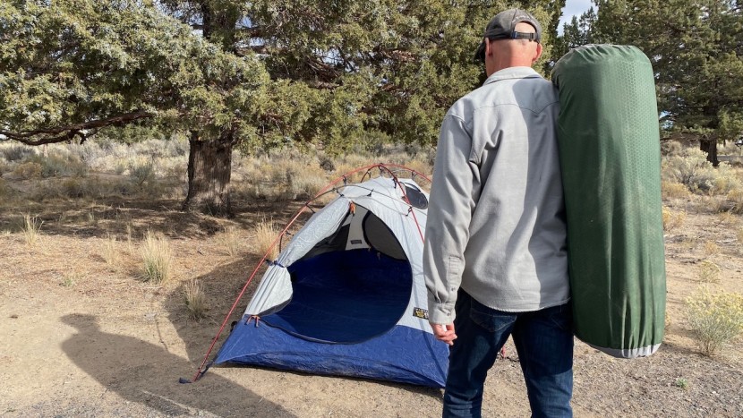 the exped megamat 10 is not tiny when packed.