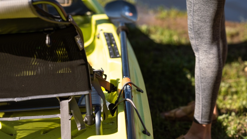 hobie mirage compass - the bungee system on the side can be used to store your paddle so...