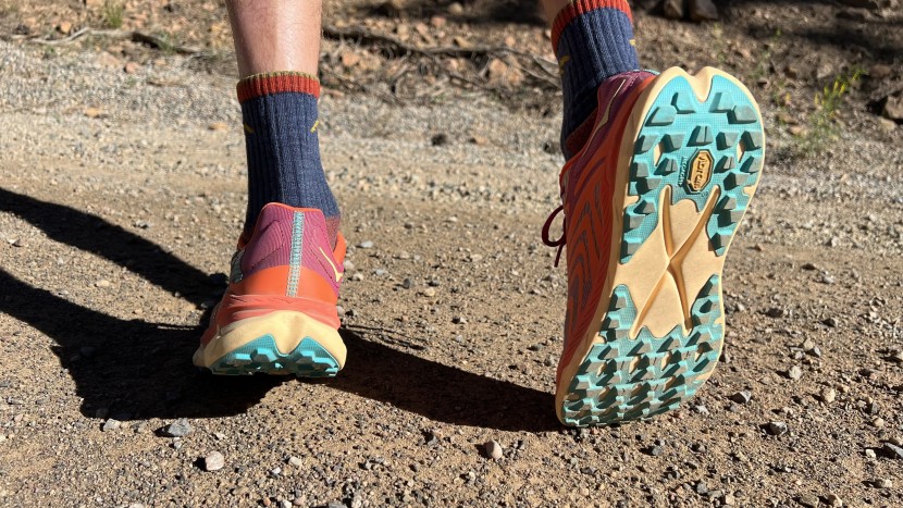 hoka tecton x 2 - hard vibram megagrip litebase outsoles make for a durable grip on...