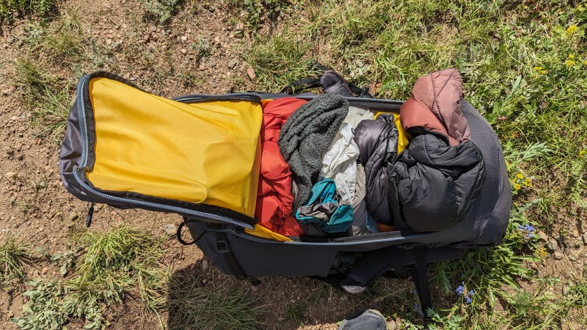 mountainsmith scream 55 - the u-shaped zipper opening flips down from the top of the pack to...