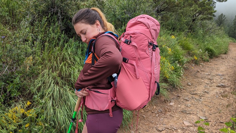 the north face terra 55 for women - the mesh hip belt pockets are large enough for a smartphone, four or...