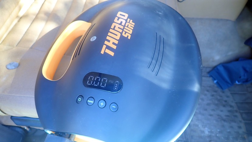 thurso surf waterwalker 132 - the rechargeable electric air pump has a built-in battery that can...