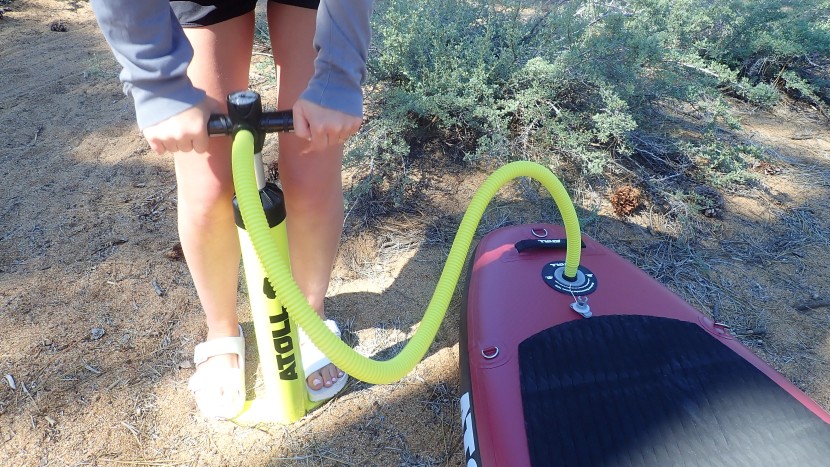 atoll 11' - adjust the dual action pump to make inflating easier as the psi...